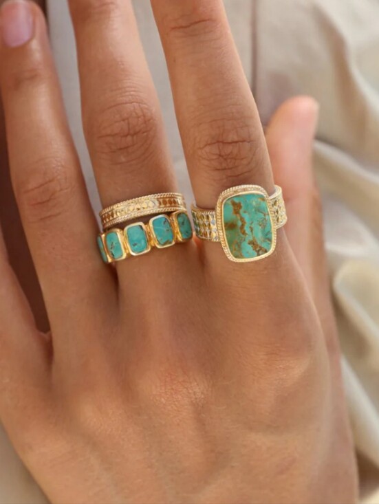 Anna Beck Jewelry - Anna Beck Turquoise Multi-Cushion Ring 18K Gold Plated
